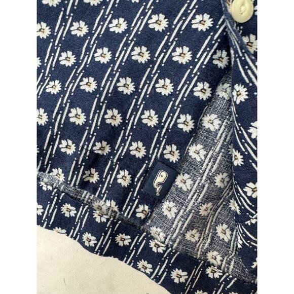 100% Linen Vineyard Vines Button Down Shirt Floral Daisies - Men's Size Medium - Picture 9 of 9